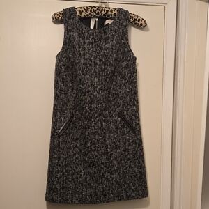 LOFT Black and White Textured Mini Dress